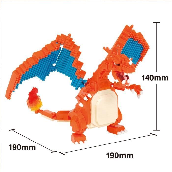 Figurine PokÈmon Dracaufeu (Charizard) - BANDAI - Nanoblock - Figurine en Briques 860 pieces - Kit Construction - NBPM80