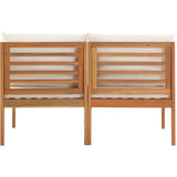 Banc de jardin ALMA en bois d'acacia FSC avec coussins - 2 personnes - Blanc