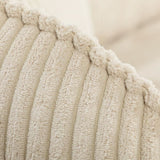 Canapé convertible 3 places - BARI - Velours cotelé - Perle - Coffre de rangement - 215 x 89 x 100 cm