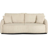 Canapé convertible 3 places - BARI - Velours cotelé - Perle - Coffre de rangement - 215 x 89 x 100 cm