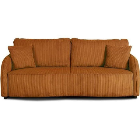 Canapé convertible 3 places - BARI - Velours cotelé - Terracotta - Coffre de rangement - 215 x 89 x 100 cm