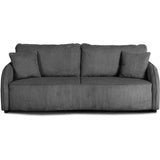 Canapé convertible 3 places - BARI - Velours cotelé - Anthracite - Coffre de rangement - 215 x 89 x 100 cm