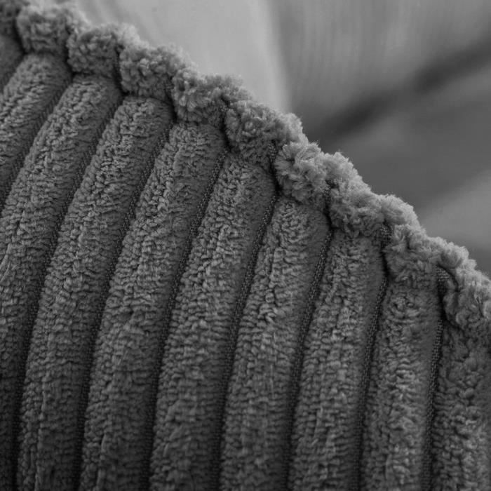 Canapé convertible 3 places - BARI - Velours cotelé - Anthracite - Coffre de rangement - 215 x 89 x 100 cm