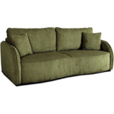 Canapé convertible 3 places - BARI - Velours cotelé - Kaki - Coffre de rangement - 215 x 89 x 100 cm