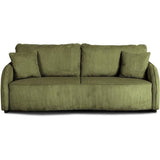 Canapé convertible 3 places - BARI - Velours cotelé - Kaki - Coffre de rangement - 215 x 89 x 100 cm