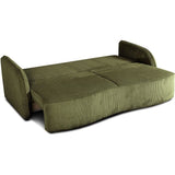 Canapé convertible 3 places - BARI - Velours cotelé - Kaki - Coffre de rangement - 215 x 89 x 100 cm