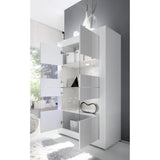 Vitrine - BASICO - 4 portes - Blanc laqué brillant - 101 x 42 x 161 cm