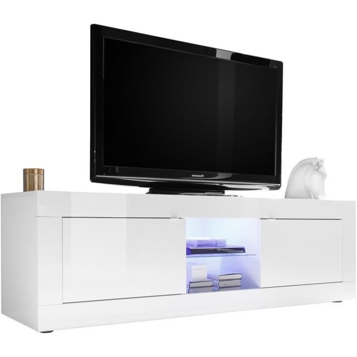 Ensemble séjour - Meuble Tv 180 cm + Buffet 210 cm 2 portes 3 tiroirs - BASICO - Blanc laqué