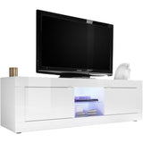 Ensemble séjour - Meuble Tv 180 cm + Buffet 210 cm 2 portes 3 tiroirs - BASICO - Blanc laqué