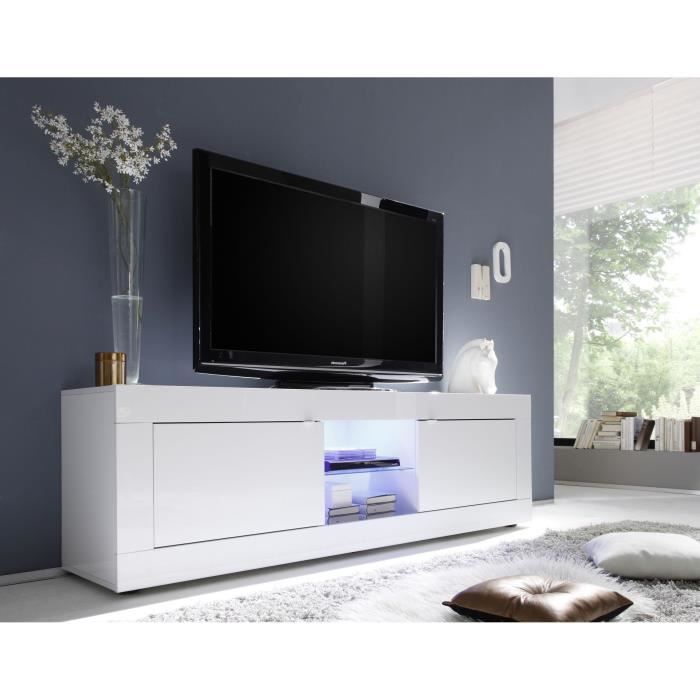 Ensemble séjour - Meuble Tv 180 cm + Buffet 210 cm 2 portes 3 tiroirs - BASICO - Blanc laqué