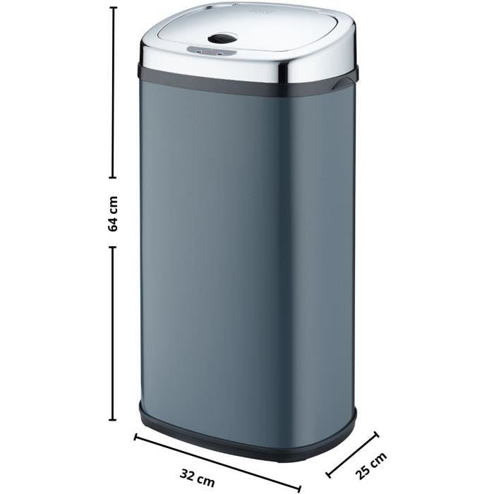 Poubelle de cuisine automatique - LARGO - KITCHEN MOVE - 42 L - Inox gris mat avec cerclage