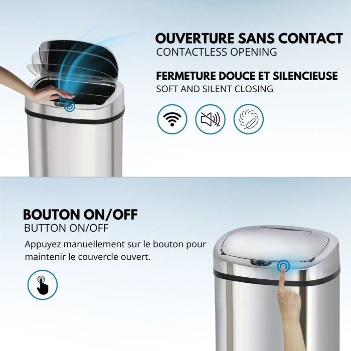 MAJESTIC - Poubelle de Cuisine Automatique - KITCHEN MOVE - 80L - Inox Poli