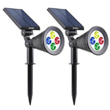 Pack de 2 Spots solaires extérieur étanches - LUMISKY - 4 LEDs colorées RGB - 200 Lumens - Tete pivotante a 90°C