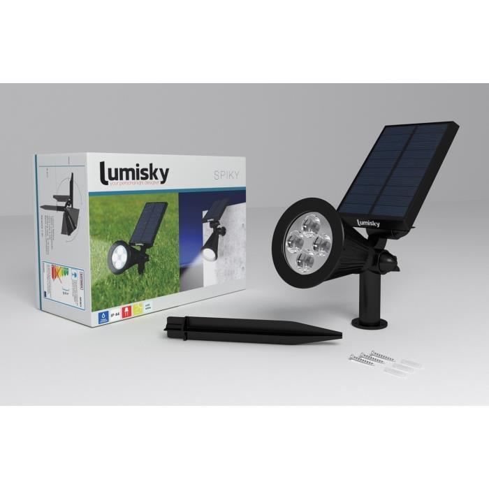 Spot solaire extérieur étanche - LUMISKY - 4 LEDs blanches - 200 Lm - Tete pivotante a 90°C