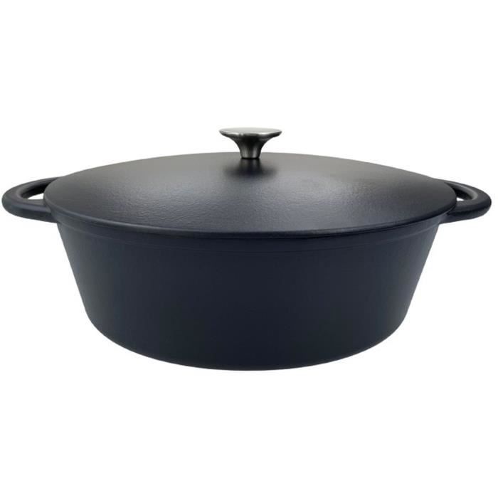 Cocotte en fonte - BAUMALU - 336408 - Ovale 33 cm - Noir mat