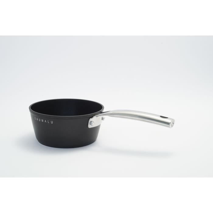 Batterie de cuisine - Tous feux dont induction - Baumalu - Aluminium forgé - Anti-adhésif - 4 pieces - Noir