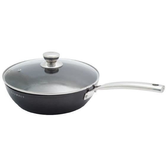 Batterie de cuisine - Tous feux dont induction - Baumalu - Aluminium forgé - Anti-adhésif - 4 pieces - Noir