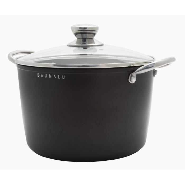 Batterie de cuisine - Tous feux dont induction - Baumalu - Aluminium forgé - Anti-adhésif - 4 pieces - Noir