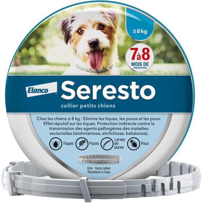 SERESTO Chien Collier Anti-Puces et Anti-Tiques -8kg 1 unité