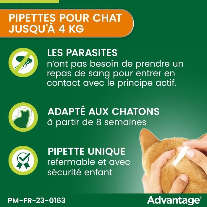 Advantage Solution Antipuce Chat Lapin 1 a 4kg 6 pipettes