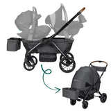 BEBECONFORT HELIOS, Poussette double, tout terrain, compact et pliable, Chariot, de 0 a 4 ans,0 a 22 kg,MINERAL GRAPHITE