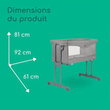 BEBECONFORT AMARA, Cododo, pliant, 2 en 1, Berceau confortable, 4 roues, pliage rapide, 0-6mois,0 a 9kg, tinted graphite