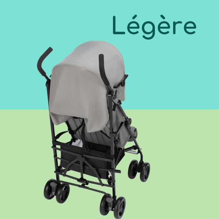 BEBECONFORT RAINBOW Poussette Canne 2eme âge, légere, pliage facile, multipositions, 6 mois a 4 ans, jusqu'a 22 kg MINERAL GRAY