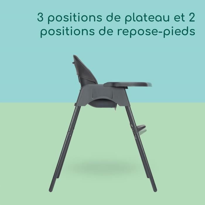BEBECONFORT Meely + Chaise haute bébé 2 en 1, inclinable, De 6 mois a 3 ans (15kg), inclinable  TINTED GRAPHITE