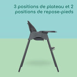BEBECONFORT Meely + Chaise haute bébé 2 en 1, inclinable, De 6 mois a 3 ans (15kg), inclinable  TINTED GRAPHITE