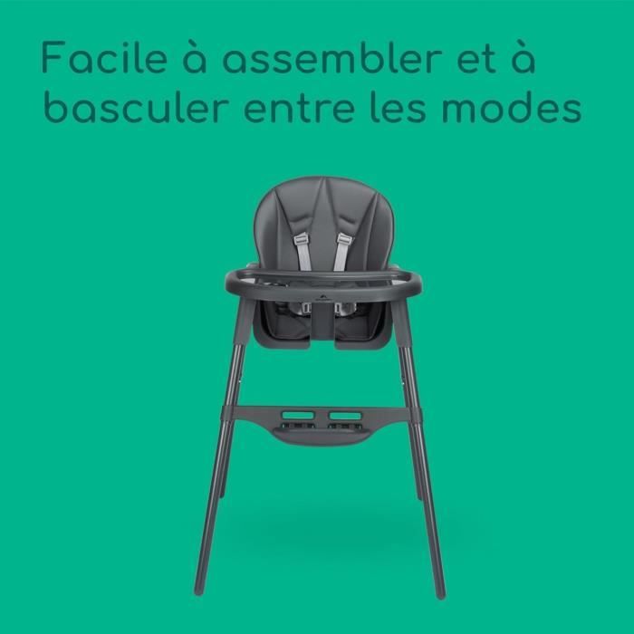 BEBECONFORT Meely + Chaise haute bébé 2 en 1, inclinable, De 6 mois a 3 ans (15kg), inclinable  TINTED GRAPHITE