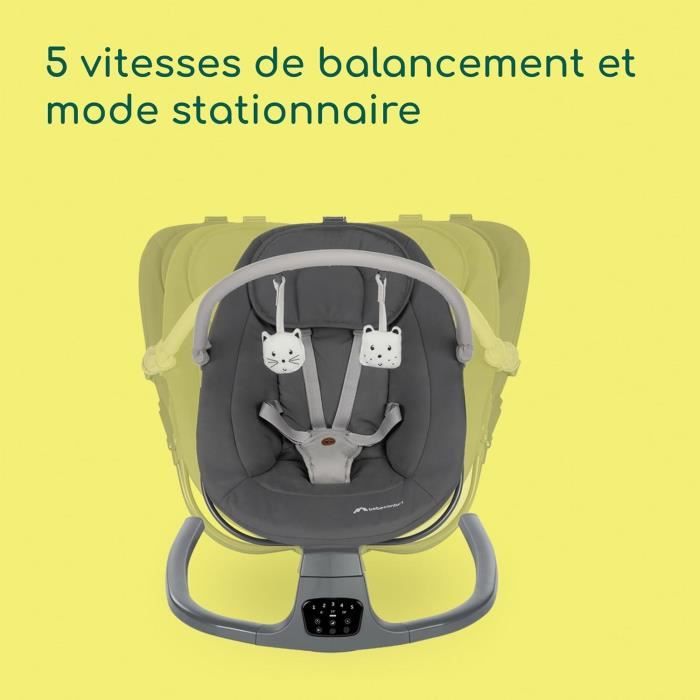 BEBECONFORT JOLANA, Transat balancelle, confortable, détection de mouvements, De 0 a 9 mois (9kg)  TINTED GRAPHITE