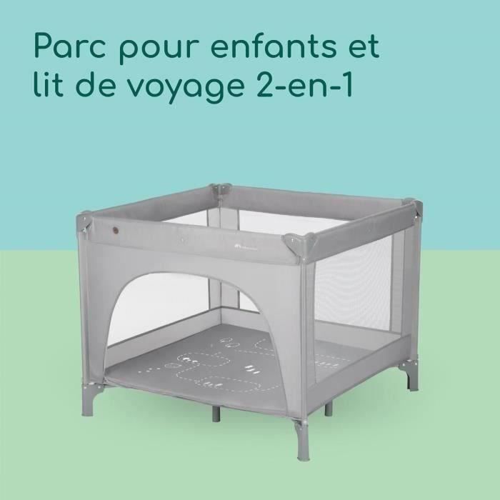 BEBECONFORT ADONIS, Parc-Lit, 2en1, ouverture sur le côté,spacieux, idéal pour voyager, léger, De 0 a 3 ans (15kg)  Mineral gray