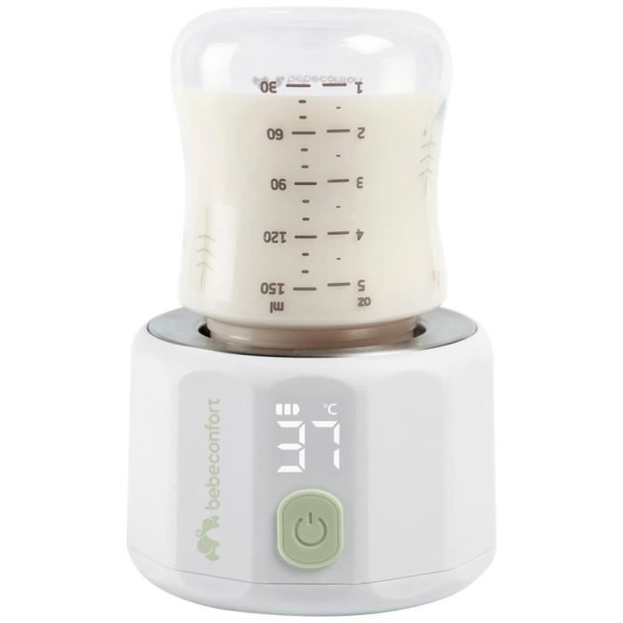 BEBECONFORT Chauffe biberon digital de poche, rapide, format voyage, ultra compact, écran lcd, 4 niveaux de température