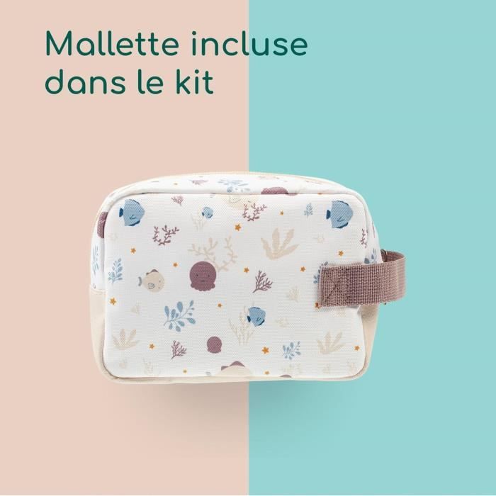 BEBECONFORT Trousse de toilette complete pour bébé, 8 produits pour 8 usages, sous l'océan