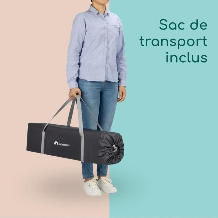 BEBECONFORT Sweet dreams Lit bébé, Lit parapluie, De la naissance a 3 ans (jusqu'a 15kg) + sac de transport, Mineral Graphite