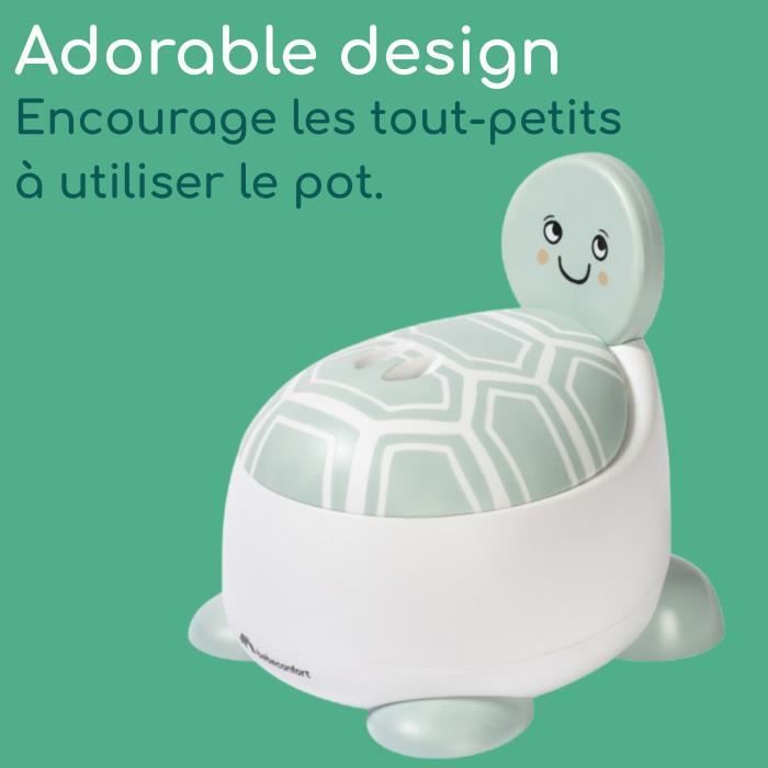 BEBECONFORT Pot Bébé Toilette Confort, 12-36 Mois (max. 20 kg), Jolis Motifs D'animaux, Toilette Enfant Antidérapante, Tortue Verte