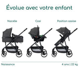 BEBECONFORT Brume Trio, Poussette 3 en 1, 0 a 4 ans, compacte et légere, siege auto i-Size, Mineral Graphite