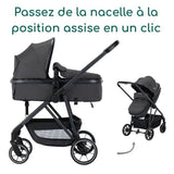 BEBECONFORT Brume Trio, Poussette 3 en 1, 0 a 4 ans, compacte et légere, siege auto i-Size, Mineral Graphite
