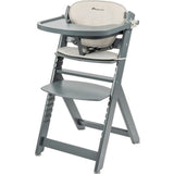 BEBECONFORT Timba + coussin, Chaise haute bébé, Chaise bois, De 6 mois a 10 ans (30kg), Gray Mist