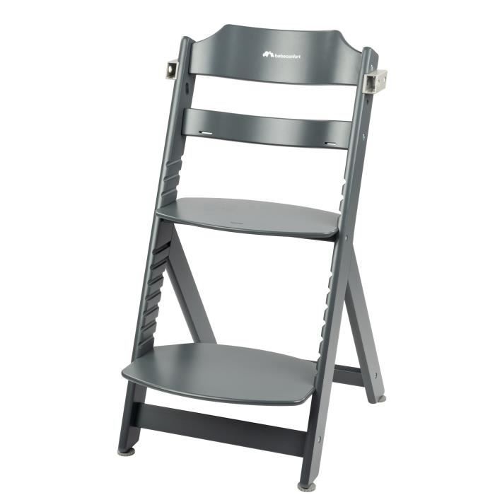 BEBECONFORT Timba + coussin, Chaise haute bébé, Chaise bois, De 6 mois a 10 ans (30kg), Gray Mist
