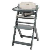 BEBECONFORT Timba + coussin, Chaise haute bébé, Chaise bois, De 6 mois a 10 ans (30kg), Gray Mist