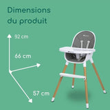 BEBECONFORT AVISTA Chaise haute évolutive, Des 6 mois jusqu' a 6 ans (30 kg), se transforme en petite chaise enfant, Warm Grey