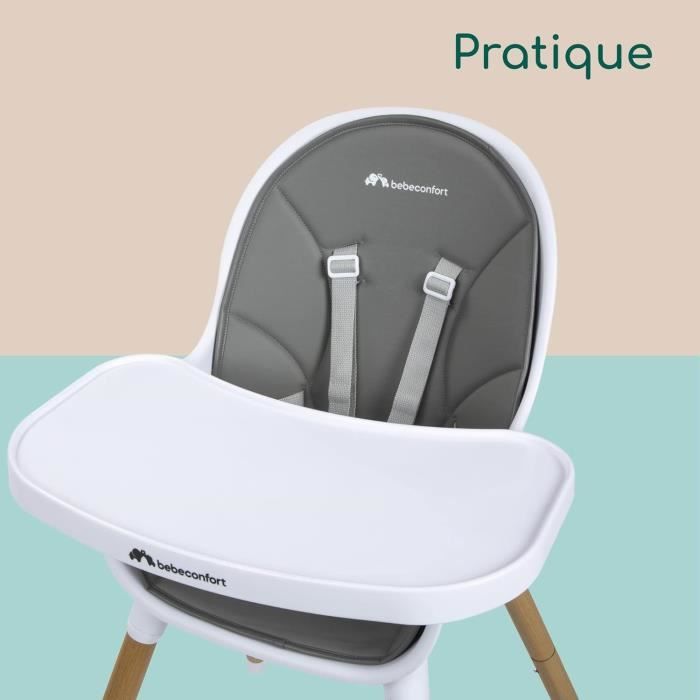 BEBECONFORT AVISTA Chaise haute évolutive, Des 6 mois jusqu' a 6 ans (30 kg), se transforme en petite chaise enfant, Warm Grey
