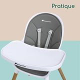 BEBECONFORT AVISTA Chaise haute évolutive, Des 6 mois jusqu' a 6 ans (30 kg), se transforme en petite chaise enfant, Warm Grey