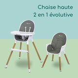 BEBECONFORT AVISTA Chaise haute évolutive, Des 6 mois jusqu' a 6 ans (30 kg), se transforme en petite chaise enfant, Warm Grey