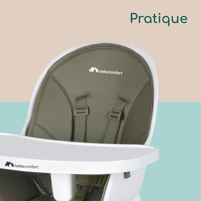 BEBECONFORT AVISTA Chaise haute évolutive, Des 6 mois jusqu' a 6 ans (30 kg), se transforme en petite chaise enfant, Mineral green