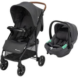 BEBECONFORT MISTY DUO, Poussette duo, siege auto Gr0+ R129, grand panier,0 a 4 ans,0 a 22 kg,adaptateurs, Mineral Graphite