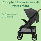 BEBECONFORT MISTY DUO, Poussette duo, siege auto Gr0+ R129, grand panier,0 a 4 ans,0 a 22 kg,adaptateurs, Mineral Graphite