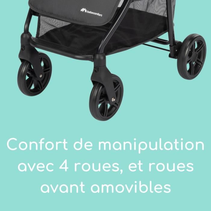 BEBECONFORT MISTY, Poussette compacte,  confortable, grand panier, des la naissance jusqu'a 4 ans,0 a 22 kg, Mineral Graphite