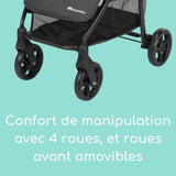 BEBECONFORT MISTY, Poussette compacte,  confortable, grand panier, des la naissance jusqu'a 4 ans,0 a 22 kg, Mineral Graphite